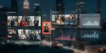 Digital dashboard showing ad creative A/B testing results with improved click-through rates and financial metrics.