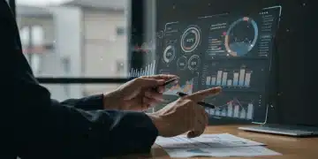 Marketer analyzing advanced content ROI metrics on a dashboard