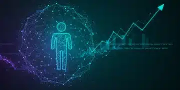 Abstract visual of big data connecting to a personalized customer experience, symbolizing CLV growth.