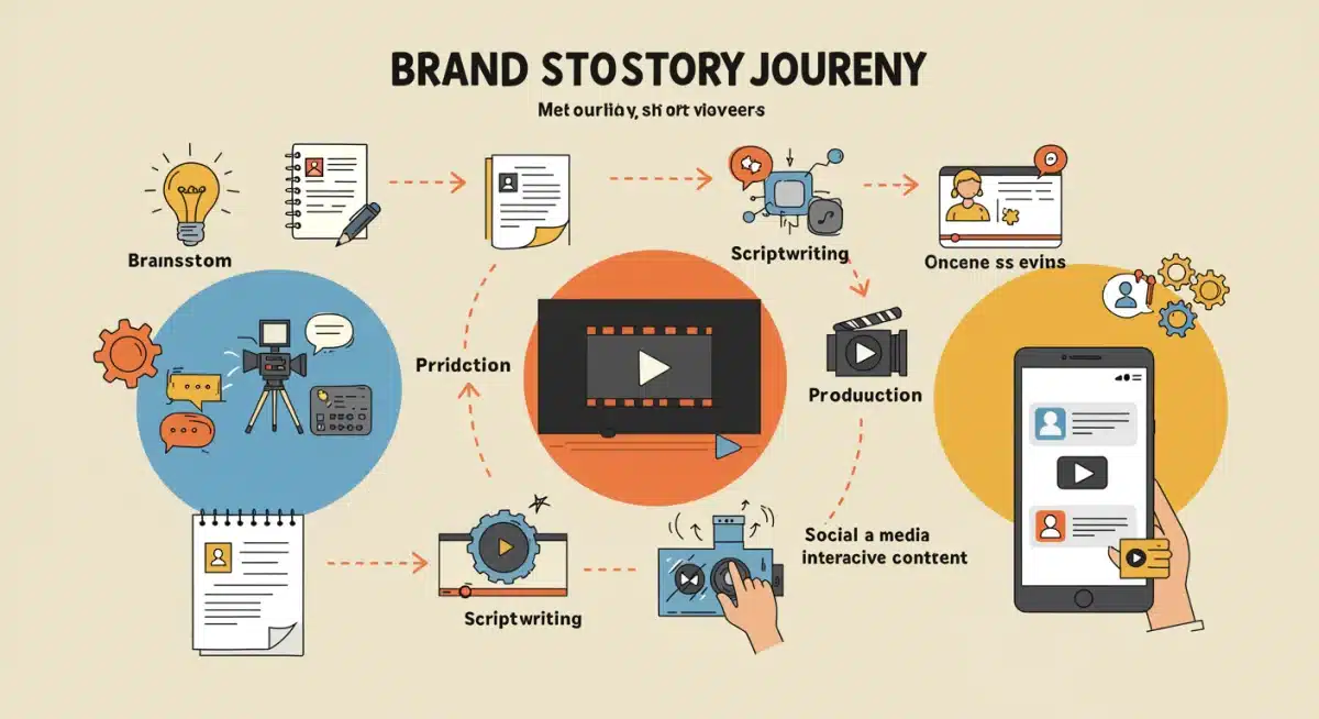 Creative diagram of brand story development for short-form video platform.