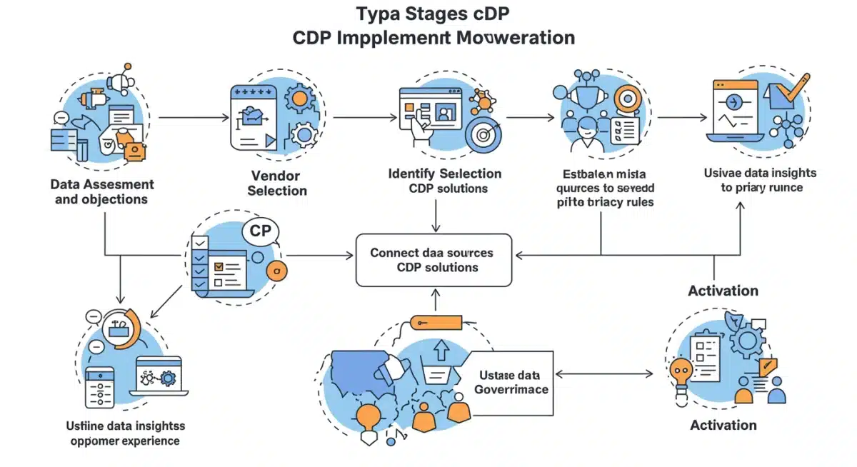 Flowchart depicting the key phases of a 6-month CDP implementation plan.