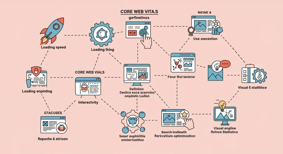 Infographic showing core web vitals and user experience metrics for SEO