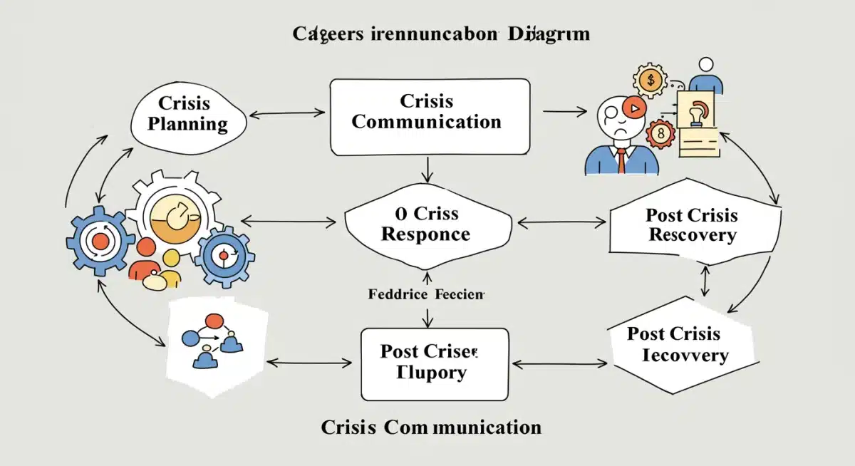 Crisis communication stages flowchart for brand recovery