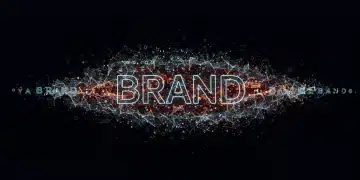 Futuristic brand logo evolving with digital lines, symbolizing innovation.