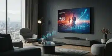 Futuristic Connected TV displaying dynamic ad growth data