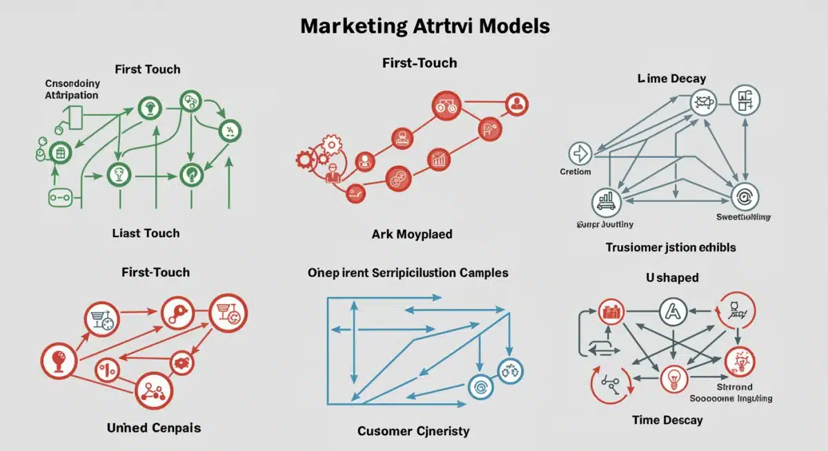 Infographic explaining different marketing attribution models and their credit distribution