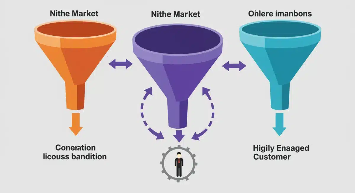Marketing funnel illustrating niche market segmentation leading to high conversion