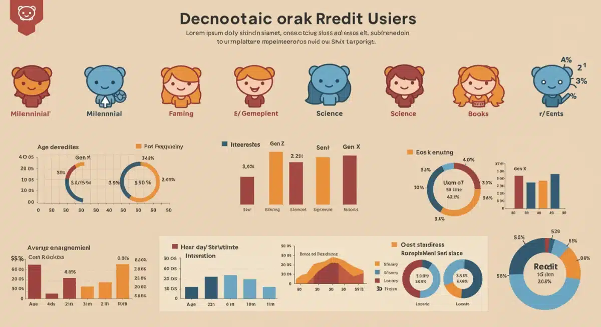 Infographic displaying Reddit user demographics and targeted subreddit interests