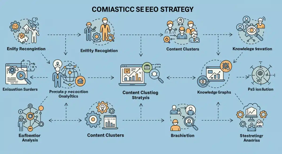 Components of a comprehensive semantic SEO strategy infographic