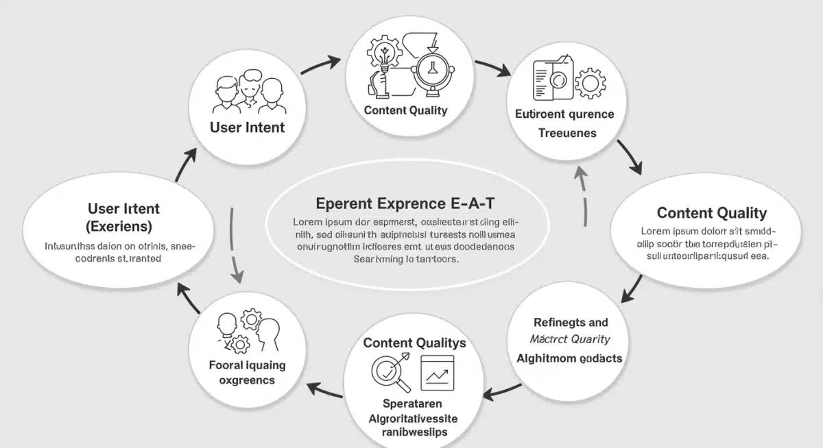 Infographic illustrating the relationship between user intent, E-E-A-T, and content quality